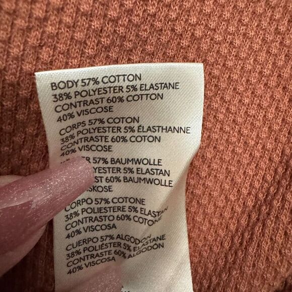 Free People Mikah Notch Neck Top Thermal Fair Isle Sleeves Autumn Combo XS NWT‎ - Picture 8 of 11